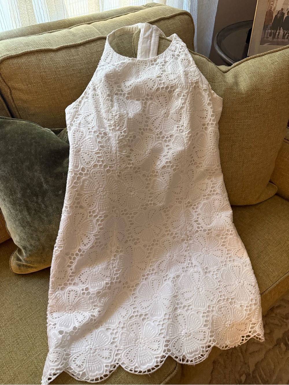 Lilly Pulitzer White Dress with Pink Label Detail